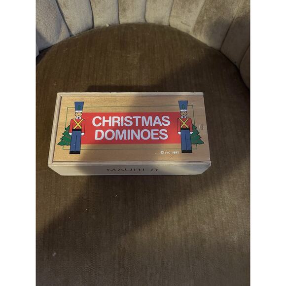 Vintage Wooden Christmas Dominoes - LVC 1992 - COMPLETE - Pre-Owned - Picture 1 of 3
